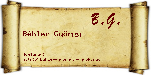 Béhler György névjegykártya